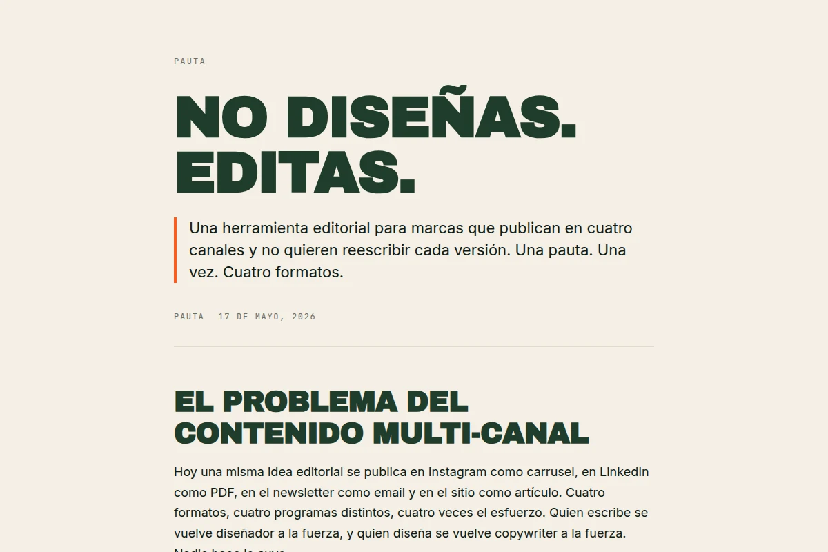 Vista previa del template Brutalist en formato Blog